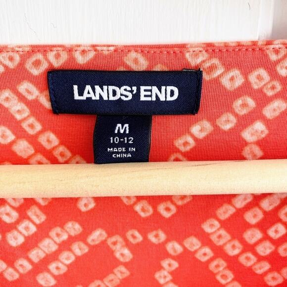 Lands' End Surplice Midi Sleeveless Dress - Coral/White Medium (10/12) - Picture 3 of 8